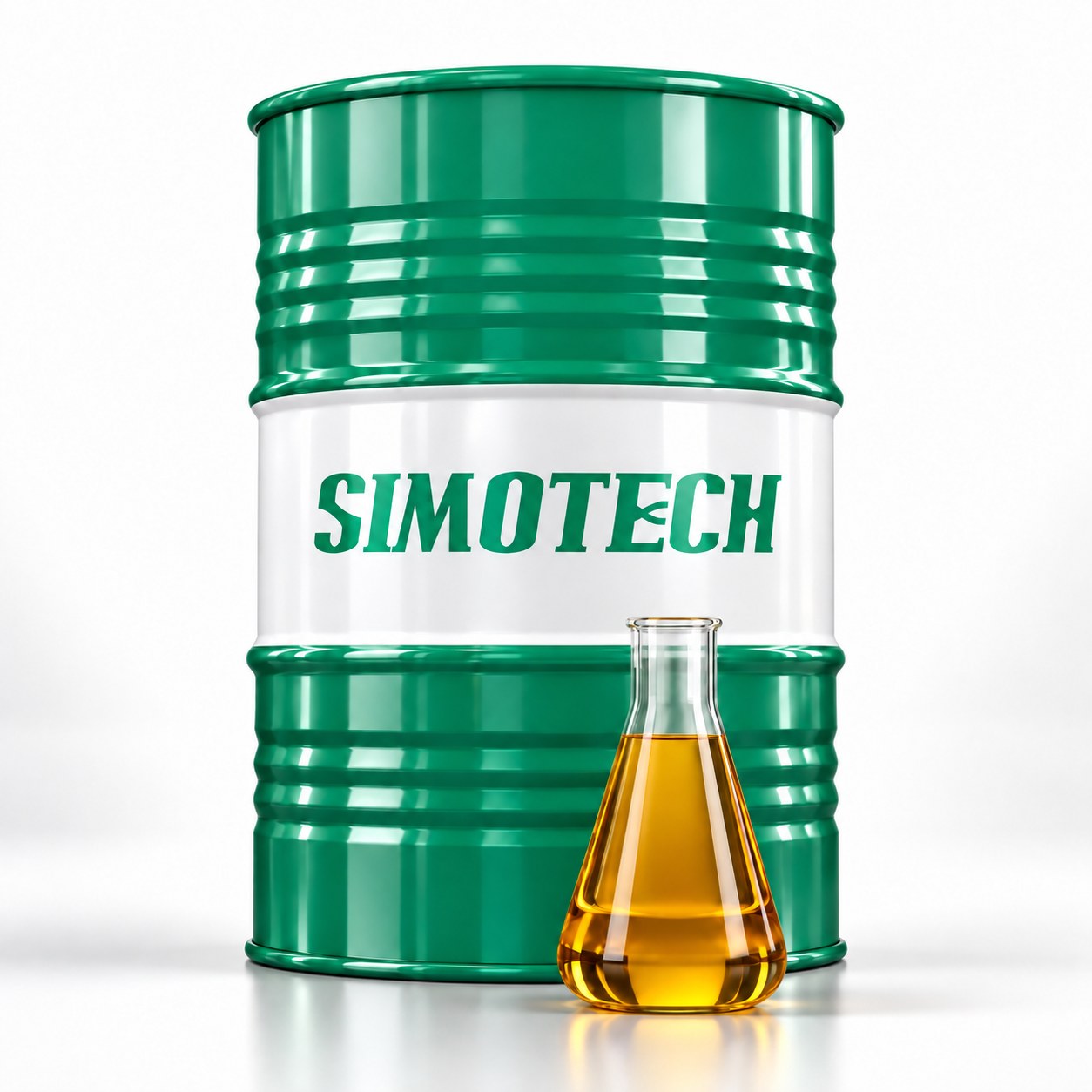 SIMOTECH metalworking oil drum with an oil sample flask